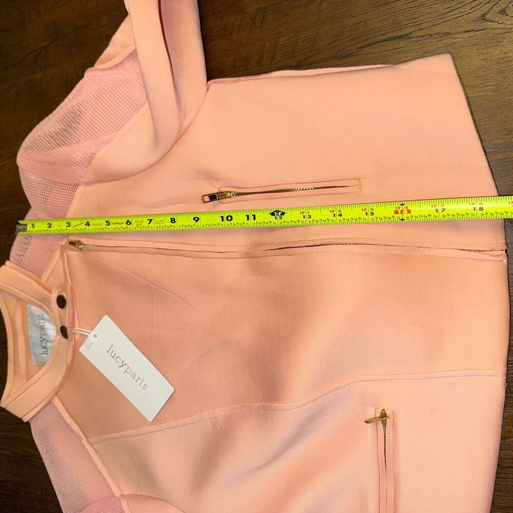 Lucy Paris Blush Moto Jacket NWT Size L Scuba Neoprene Mesh Panel - Picture 7 of 7